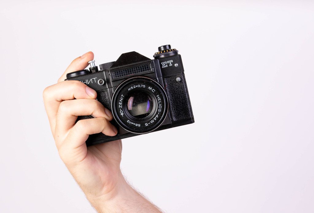 hand holding camera