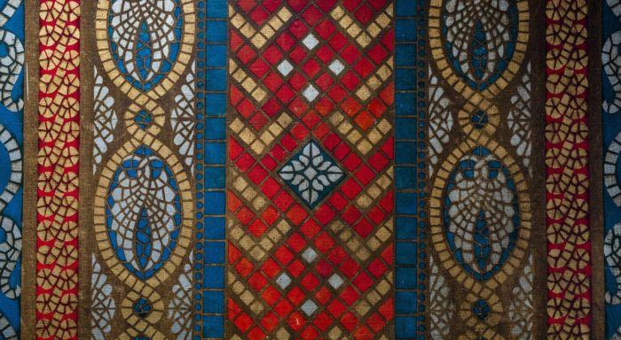 intricate red, yellow and blue patterns