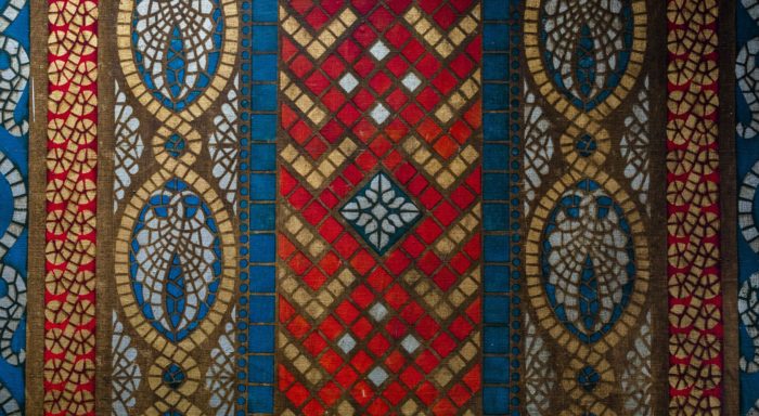 intricate red, yellow and blue patterns