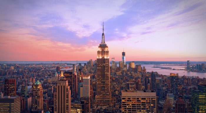 sunset new york city skyline