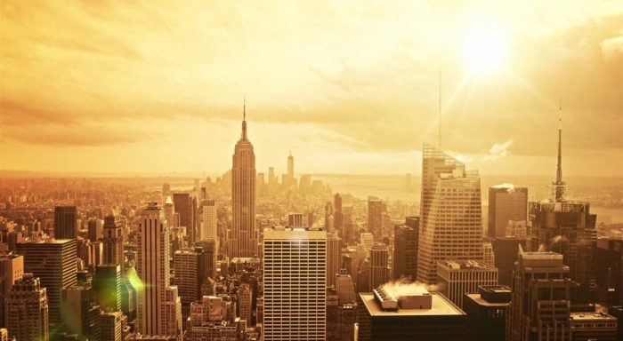 sunset at new york city