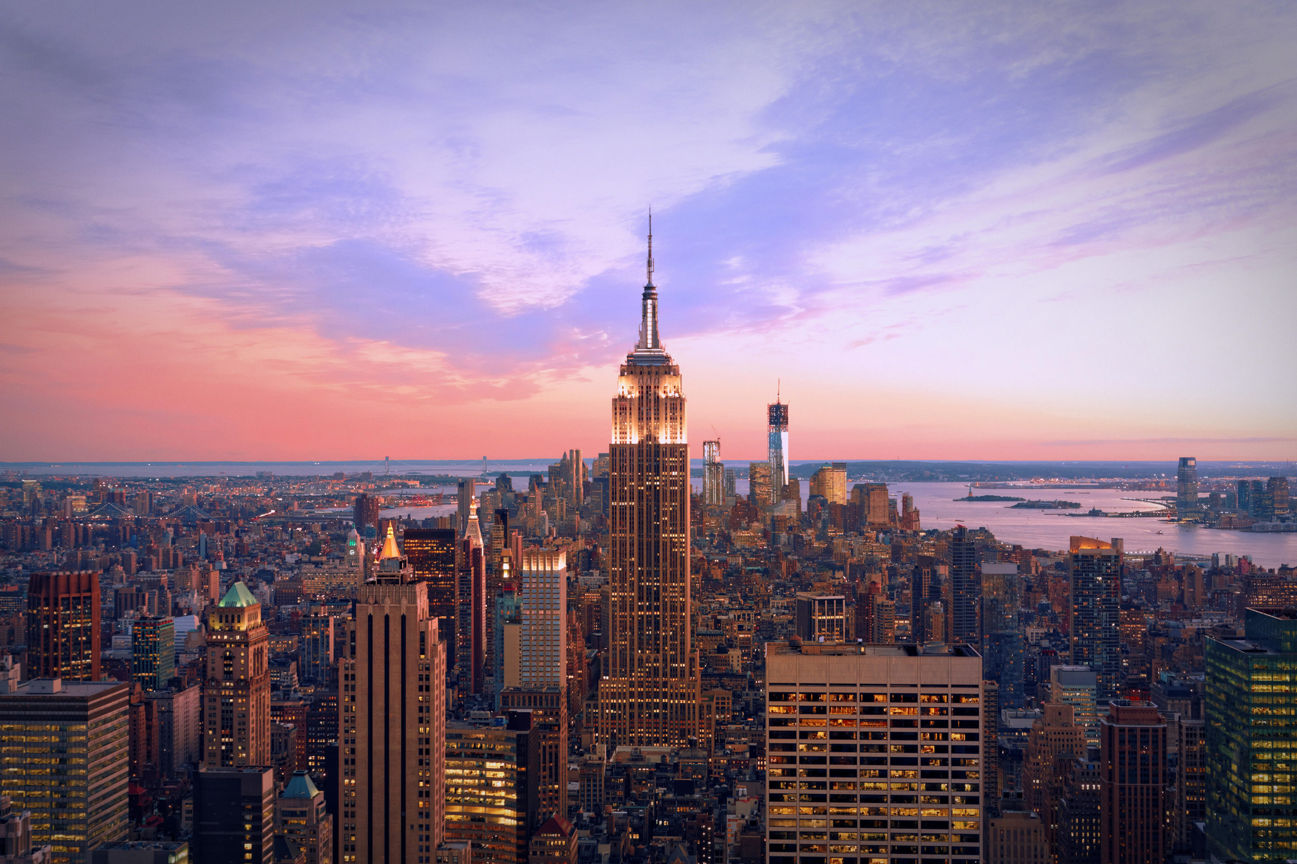 sunset new york city skyline